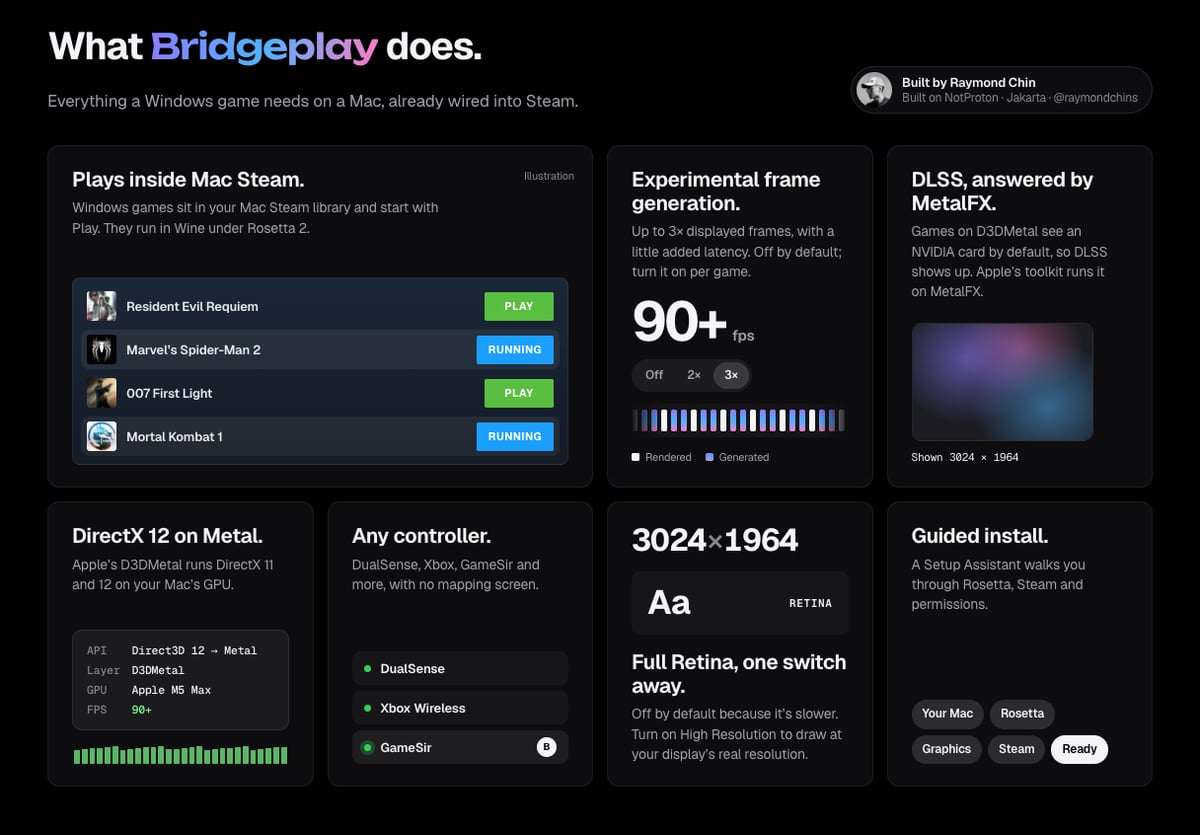 Bridgeplay đưa game Steam Windows lên Mac Apple Silicon chạy ngay trong Steam - ảnh 1