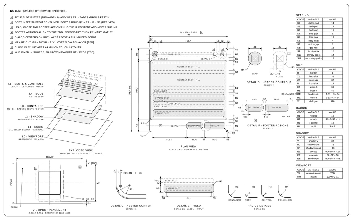 Dimensional Drawing dạy agent vẽ bản vẽ kỹ thuật cho UI component - ảnh 1