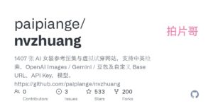 Read more about the article nvzhuang: 1407 ảnh AI服装 + thử đồ ảo, backend Go chạy được local