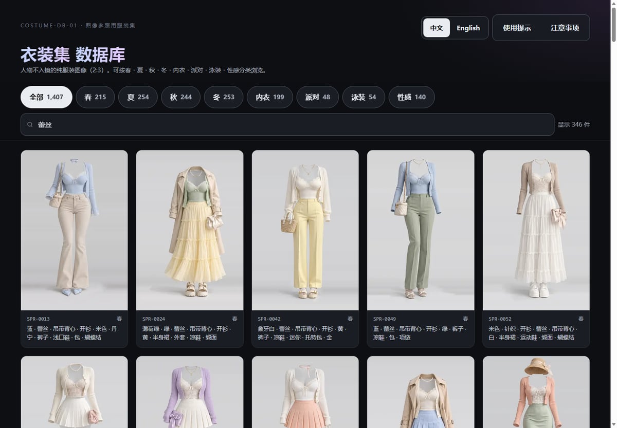 nvzhuang: 1407 ảnh AI服装 + thử đồ ảo, backend Go chạy được local - ảnh 3
